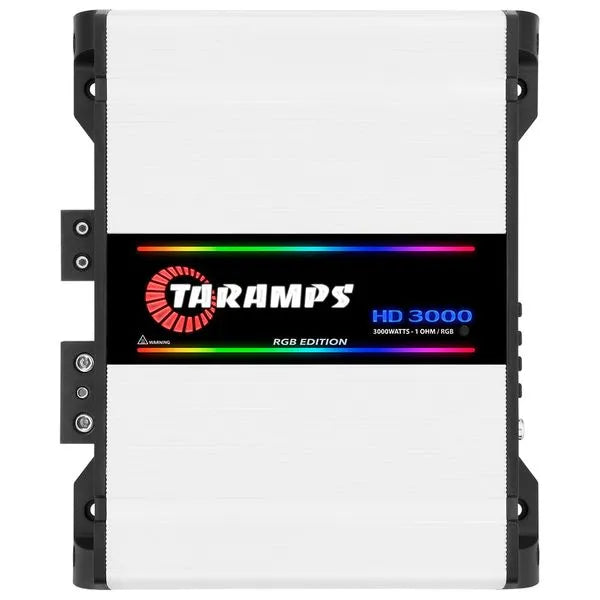 Taramps HD 3000 WHITE RGB Edition 1 Channel 3000 Watts RMS Car Audio Amplifier