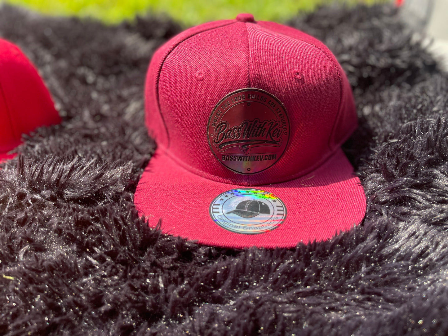 BASSWITHKEV BURGANDY FLAT BILL SNAPBACK HAT