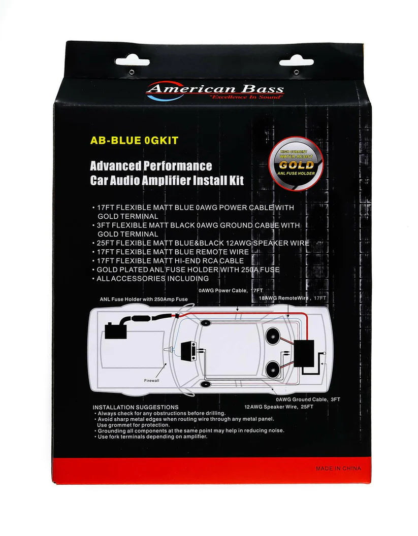 American Bass 0 Gauge Amplifier Kit
