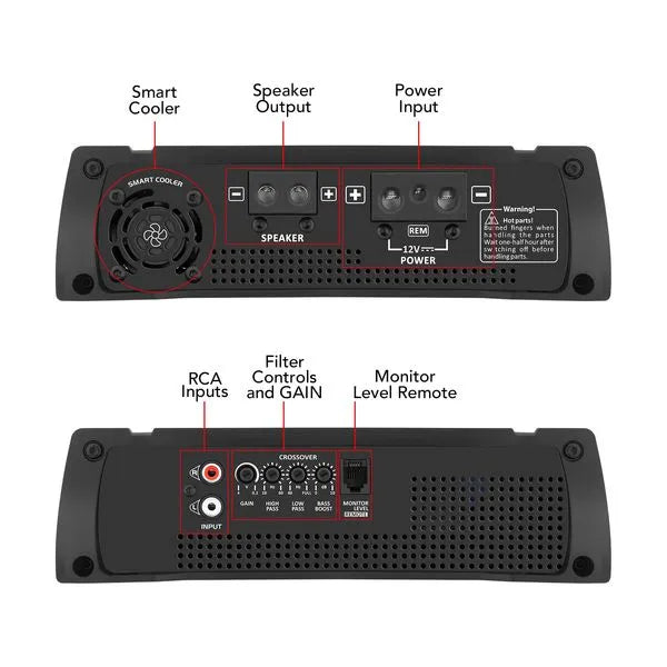 Taramps HD 3000 WHITE RGB Edition 1 Channel 3000 Watts RMS Car Audio Amplifier