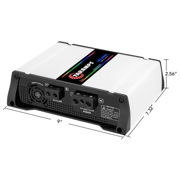 Taramps HD 3000 WHITE RGB Edition 1 Channel 3000 Watts RMS Car Audio Amplifier