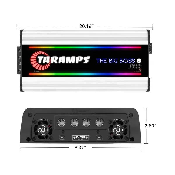 Taramps THE BIG BOSS 8 BASS WHITE 1 Channel 8000 Watts RMS 0.5 ~ 2 Ohms Car Audio Amplifier