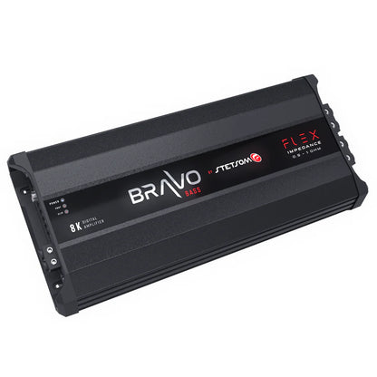 Stetsom BRAVO BASS Flex 8K 0.5~1ohm (Auto) Mono Class D Car Audio Amplifier, Automatic Impedance System 0.5 to 1 Ohm