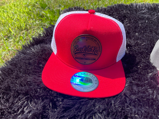 BASSWITHKEV RED/WHITE 5 PANEL SNAPBACK MESH 2 TONE CAP