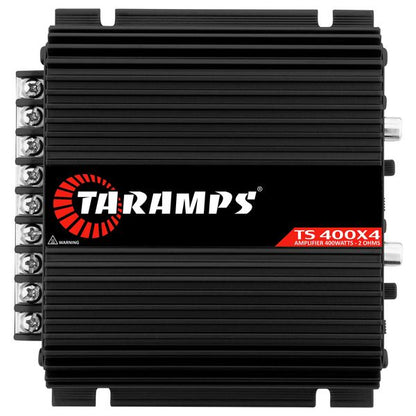 TARAMPS TS 400X4 2 OHMS BLACK VERSION 4 CHANNELS 400 WATTS RMS CAR AUDIO AMPLIFIER HIGH INPUT LEVEL