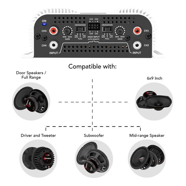 TARAMPS TS 800X4 4 CHANNELS 800 WATTS RMS CAR AUDIO AMPLIFIER 2 OHM