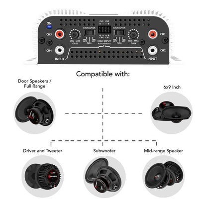 TARAMPS TS 800X4 4 CHANNELS 800 WATTS RMS CAR AUDIO AMPLIFIER 2 OHM
