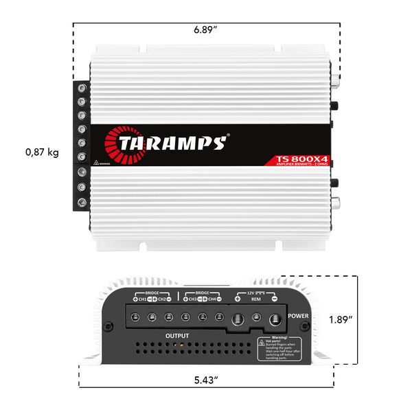 TARAMPS TS 800X4 4 CHANNELS 800 WATTS RMS CAR AUDIO AMPLIFIER 2 OHM