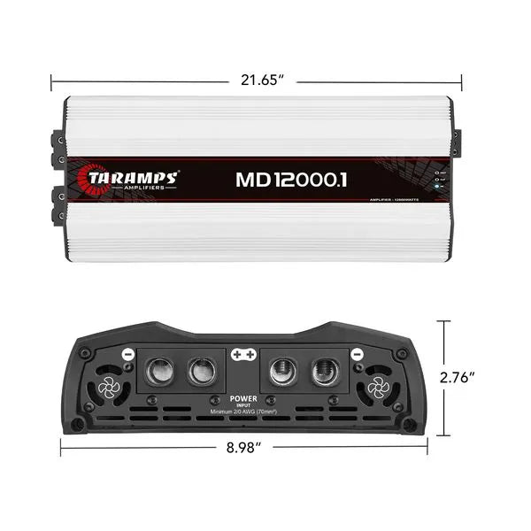 Taramps MD 12000.1 Car Audio Amplifier 1 Channel 12000 Watts RMS 0.5 Ohm
