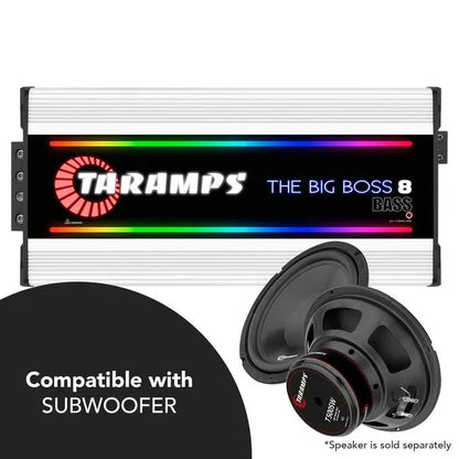 Taramps THE BIG BOSS 8 BASS WHITE 1 Channel 8000 Watts RMS 0.5 ~ 2 Ohms Car Audio Amplifier